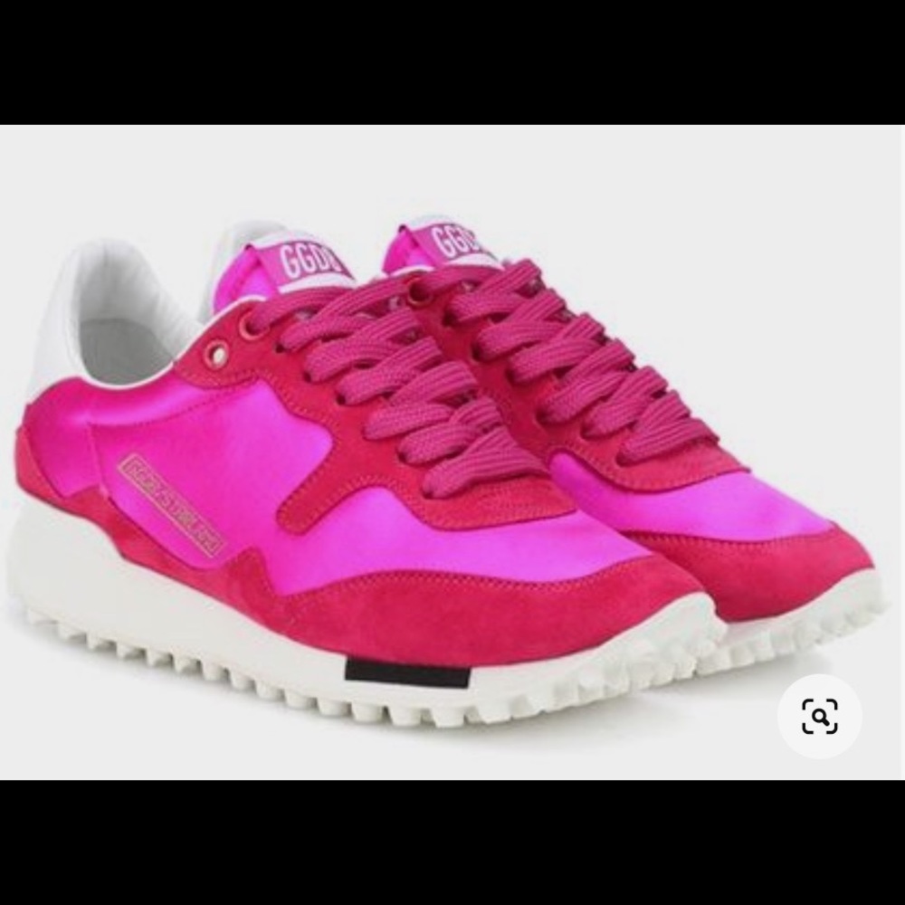 GOLDEN GOOSE pink low top lace up leather